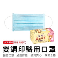 順易利 雙鋼印醫療平面口罩-提姆藍(50入)