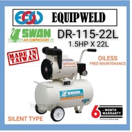 SWAN DR-115-22L OILESS AIR COMPRESSOR 1.5HP X 22 LITRE (SILENT) MADE IN TAIWAN 1.5HP X 22L