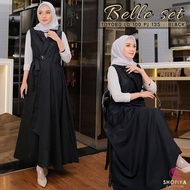 Belle Set/Long Dress/Gamis Set Iner Outer/Iner Set Cardigan Gamis/Gamis Wanita Remaja/Gamis Kekinian/Gamis Busui/Gamis Wanita Muslimah/Gamis Wanita Jumbo/Gamis Modern/Gamis Model Terbaru 2021/(COD)Bayar di tempat