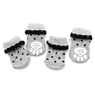 Huanhuang®4 Pcs ลื่นถุงเท้าสัตว์เลี้ยงปกป้องฟุตทำความสะอาดผ้าฝ้ายสุนัขลูกสุนัขลื่นถุงเท้าผ้าฝ้ายสำหรับสุนัขสีเทา
