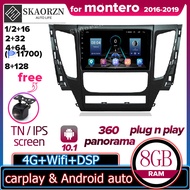 SKAorzn for Mitsubishi pajero montero 2016-2019 1 2 4 8GB RAM 9inch Android10.1 9.1 4G DSP carplay android auto 360 panorama dashcam Car head unit stereo Radio with wifi GPS Navigation Bluetooth plug play