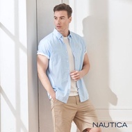 【NAUTICA】修身小格紋短袖襯衫(藍色)