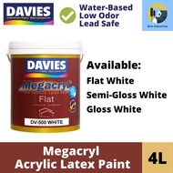 Davies Megacryl Premium Latex Paint 4 Liters (Gallon) FlatSemi-GlossGloss Latex White Water-Based