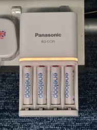 Panasonic 樂聲 Eneloop 快速充電器 BQ-CC55 連4粒AAA電池