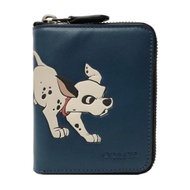 COACH X DISNEY限量聯名101忠狗拉鍊零錢袋短夾(深藍)