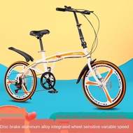 ✈◐20 Inch Variable Speed Double Disc Brake Folding Bicycle Adult Outdoor Riding Alloy One Wheel Highway Mountain Bike R