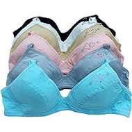 6 pieces Big Girls Bras Teenager Molded Padded Wire Free Junior Training Bra 30A 32A 34A 36A