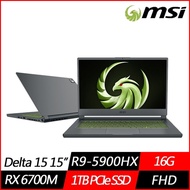 MSI微星 Delta 15 A5EFK-012TW 15.6吋電競筆電(Ryzen9 5900HX八核/RX6700M 10G獨顯/16G/1TB PCIe SSD/Win10)