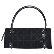 DIOR 經典品牌LOGO墜飾麂皮手提包(黑)
