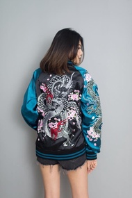 SUKAJAN Jacket DRAGON Sakura Embroidered แจ็กเก็ต ปักลายมังกร ดอกซากุระ ลายญี่ปุ่น