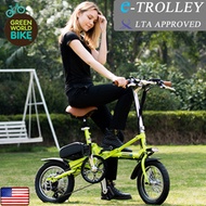 Stock Clear!!! LTA approved US Brand GREEN WORLD BIKE Foldable Electric Bike E-Trolley/14 16inch whe