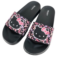 小禮堂 Hello Kitty 厚底拖鞋 腳長 (黑花朵款)