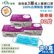 宏瑋國家隊 台灣製 MD+MIT 雙鋼印 醫療級口罩90入-蒂芬藍雪花