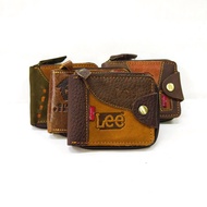 Ready stock Jeep Lee men's short wallet Genius leather zipper Money note card purse