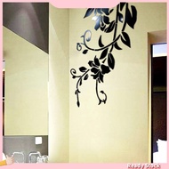 Jayapufh Acrylic 3D Mirror Flower Rattan Pattern Wall Sticker Wallpaper Home Room Decal