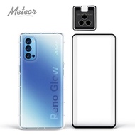 【Meteor】OPPO Reno4 Pro 手機保護超值3件組(透明空壓殼+鋼化膜+鏡頭貼)