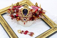 Purple crown Beaded bridal tiara Pink royal diadem Wedding handmade crown
