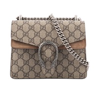 【GUCCI】GG Supreme Dionysus拼麂皮酒神包(小款)(咖啡色) 421970 KHNRN 8642