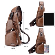 Sling BAG PU Leather USB POUCH - SLING BAG Men Leather - BODYPACK F40