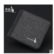 Kangaroo Men's Wallet Short Canvas Wallet Zipper Fashion Youth Wallet Tide Brand One