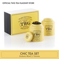 TWG Tea | Chic Tea Set, Assorted Loose Leaf Tea Selection in Artisan Tea Tin Gift Box Set, French Earl Grey &amp; Tokyo-Singapore Tea , 2 x 100g