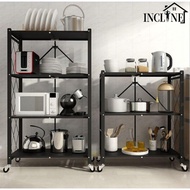 4 Layer Folding Kitchen Shelf With Wheels Floor 3 layer 5layer foldable