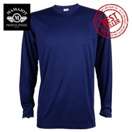 💯 BEST SELLER! Jersey Microfiber Quick Dry For Men Women Unisex Couple Round Neck Long Sleeve Plain Solid Sport Style Cheap T Shirt Baju Tee Jersi Sukan Kosong Lelaki Wanita Perempuan Kapel Murah Lengan Panjang RIGHTWAY QDL54 NAVY BLUE by MAMAJOY