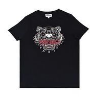KENZO紅字印花LOGO虎頭設計純棉女士短袖T恤(黑)