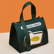藏猫猫饭盒袋保温便当手提包学生带饭防水防油上班族装餐包加厚铝箔袋子 墨绿色