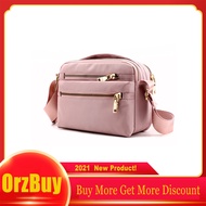 Orzbuy ผู้หญิงแฟชั่นสีทึบกระเป๋าสะพายซิปกระเป๋าไนลอนกันน้ำหลายกระเป๋า C rossbody กระเป๋าสุภาพสตรีกระเป๋าเดินทางแบบสบายๆของ Messenger