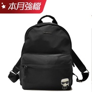 【KARL LAGERFELD 卡爾】205M3092 卡爾老佛爺/尼龍後背包(黑色)