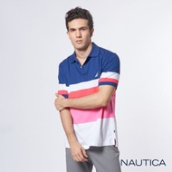 Nautica 時尚拼接漸層短袖POLO衫-粉