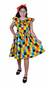 READY STOCK Adult Woman 60s &amp; 70s Checkered Dress Retro Costume