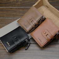 Honnyzia Men's Short Wallet Double Zipper Multifunctional Wallet
