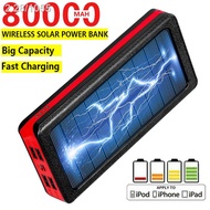 80000mAh Big Capacity Solar Power Bank Portable Phone Fast Charger External Battery Poverbank Outdoor Travel Charging f