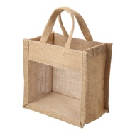 Small gift bag in jute with a transparent window ideal for diwali and christmas gift hampers, sweets and chocolates