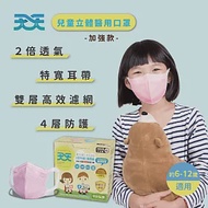 【天天】3D兒童立體防菌醫用口罩 - 粉色 - 40入/盒 (加強款,早安健康聯名)