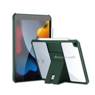 XUNDD 軍事氣囊 2021 iPad 9 10.2吋 隱形支架殼 平板防摔保護套(暗夜綠)