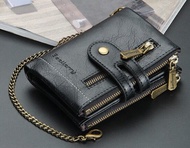 Men's short wallet double zipper zero wallet multi card wallet wallet