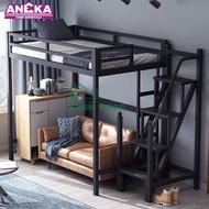 ANEKA  Iron Bed Bunk Loft Bed With Raised Student Dormitory Bed Wrought Iron Bed Double Loft Bed Lof