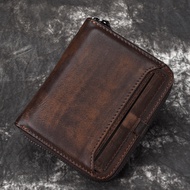Wallet men's short top leather wallet men's wallet vertical zipper leisure youth Wallet