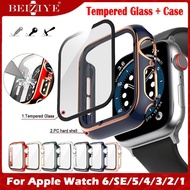 New Color Case+Tempered Glass Film กระจกกันรอย For Apple Watch 6 กรณี 44mm/40mm กระจกนิรภัย Smart Watch Screen Protector coverage Bumper case Forapple watch series 6 5 4 3 2 1 SE 38mm 42mm Screen Protector Film กรณี