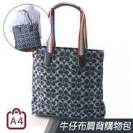 COACH托特包肩背包牛仔丹寧布 C LOGO