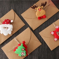 Kraft Paper Christmas Cards Christmas Message Cards with Hair Clip Creative Wishes Gift Cards