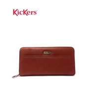[Ready stock] KICKERS Men's Leather Zipper Around Long Wallet 0086-Brown