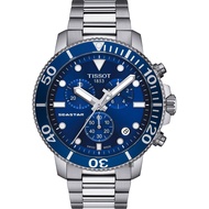 【TISSOT 天梭】水鬼 Seastar 1000 海洋之星300米潛水計時錶-藍x銀/45mm(T1204171104100)