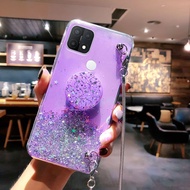 Glitter Ponsel Casing untuk OPPO A15 A15s Reno 5 A31 A12 A12E Lembut Silicone Case Hp OPPO Reno5 A15 Casing crossbody Rantai Sling Kesing HP OPPO A15s Case Dudukan Penutup