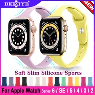 สาย ซิลิโคน Soft Slim Silicone Sports Band For Apple Watch Series 6 SE 5 4 สายนาฬิกา 3 2 1 Bands Rubber Watchband Strap for apple watch 38MM 42MM สาย 40mm 44mm Silm silicone pulseira bracelet Wristband