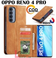 OPPO RENO 4 PRO FLIP PREMIUM DOFF LEATHER CASE MAGNETIC TANPA KANCING- SARUNG BUKU MAGNETIC TANPA KANCING UNTUK HP OPPO RENO 4 PRO