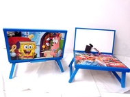 Meja Belajar Anak Lipat Karakter Kayu + Whiteboard Minimalis Portable Serbaguna/alat tulis anak lengkap 1set/papan tulis anak dan meja belajar/meja belajar karakter dan papan tulis/white board dan meja belajar lipat
